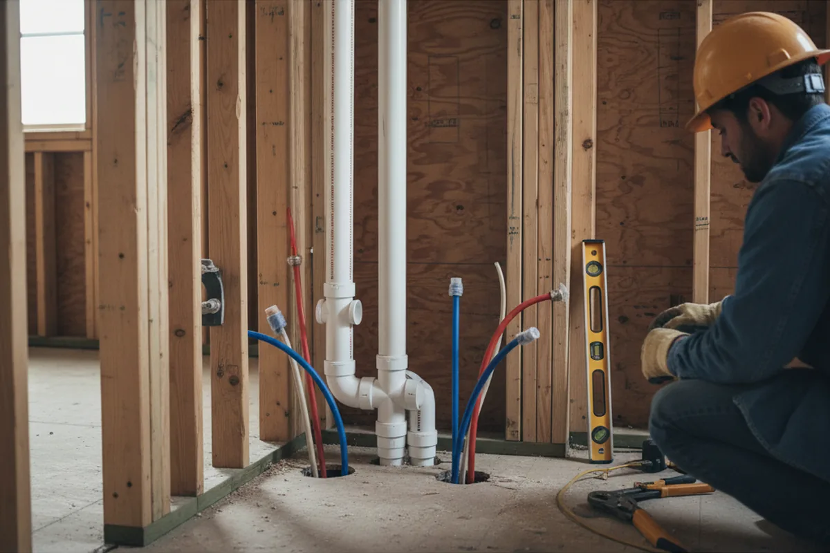 Drain and supply rough-in during Toilet Repair and Installation in Potwin