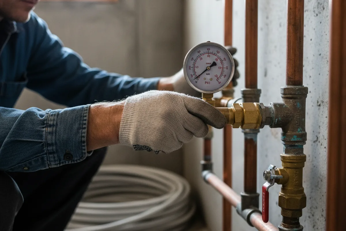 Pressure testing a repaired line during Water Line Repair in Potwin